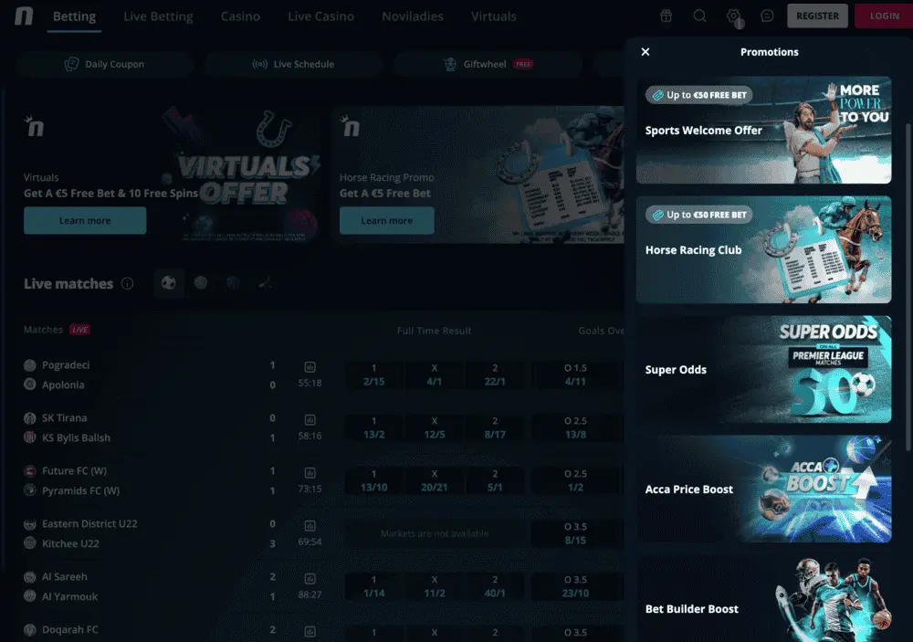 Novibet betting